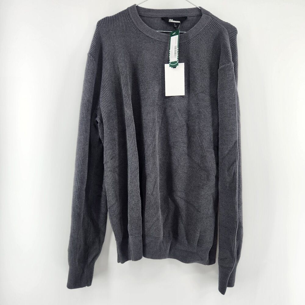 The Commons Men's Grey Large Dull Chenille Crewneck Sweater NWT‎